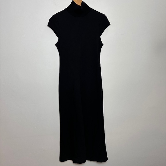 THEORY MOCK TURTLENECK CAP SLEEVE MIDI DRESS - Picture 2 of 7